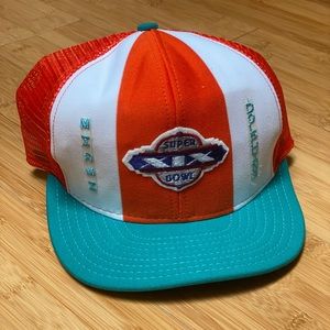 Vintage Super Bowl XIX hat 80s Miami Dolphins Super Bowl Trucker Hat SnapBack